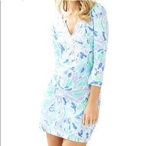 Lilly Pulitzer II Marina Dress in Lilly’s Lilac V- Neck Pima Cotton Dress, XXS